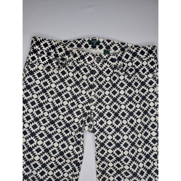J CREW Womens Jeans Size 29 Black White Geometric triangle Stretch Printed - Picture 2 of 10